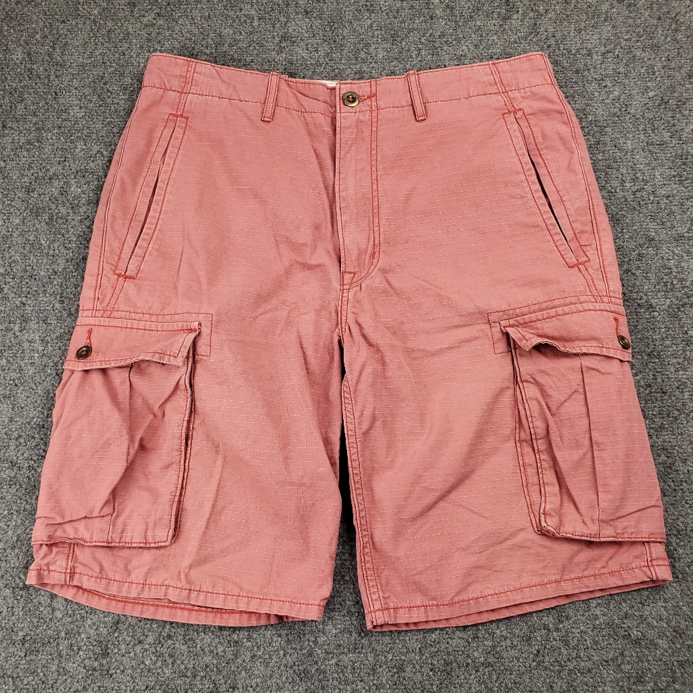 Levis Cargo Shorts Mens 33 Coral Red Heavy Ripstop Canvas Y2K Military Utility